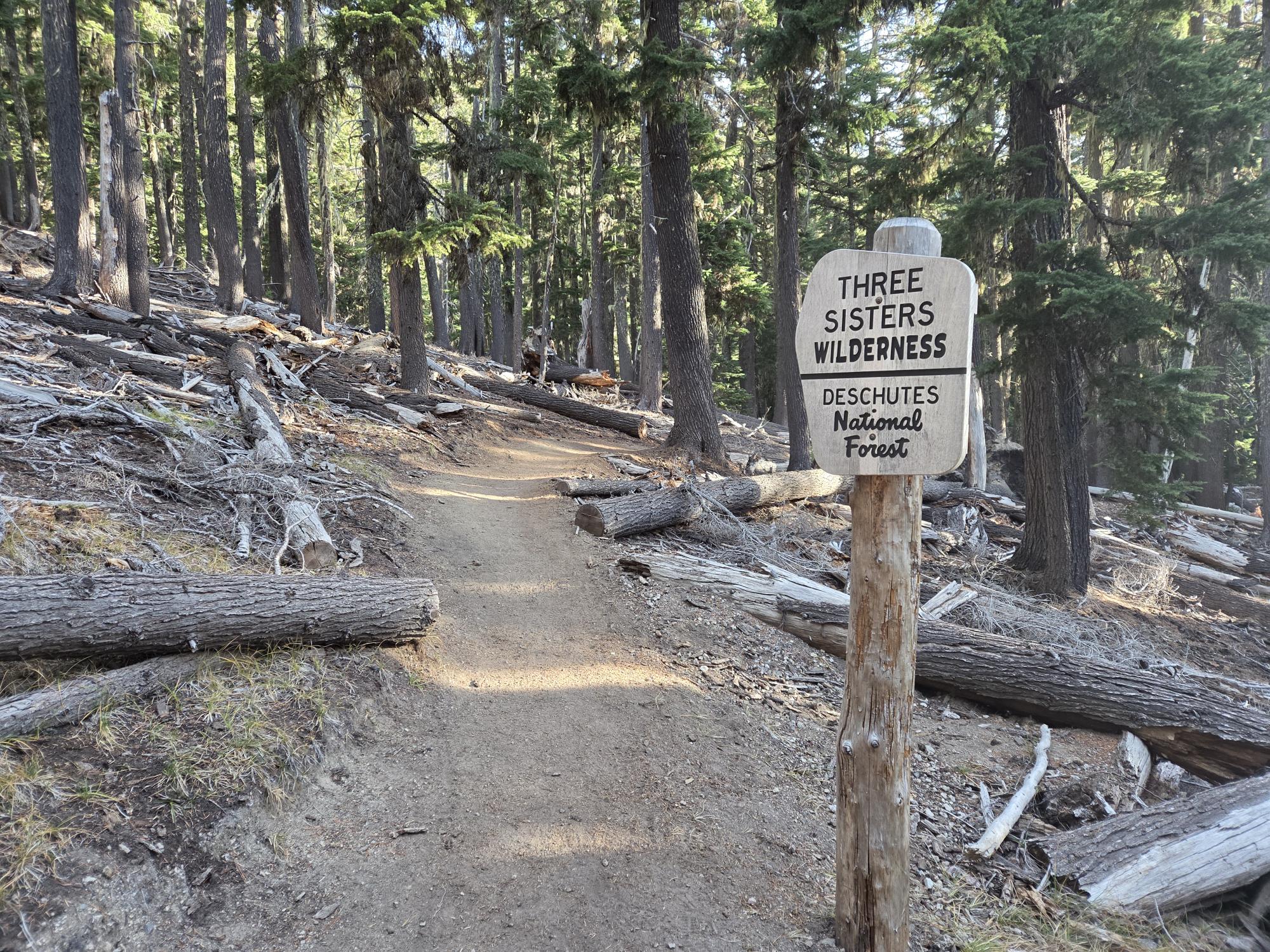 Entering the Three Sisters Wilderness from the Devil's Lake trail system.